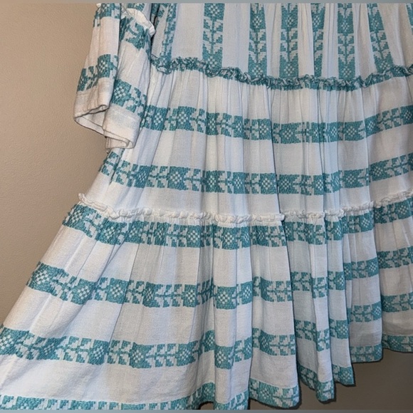 Crown & Ivy Dress large Embroidered Tiered blue white NWOT boho summer - Picture 6 of 8